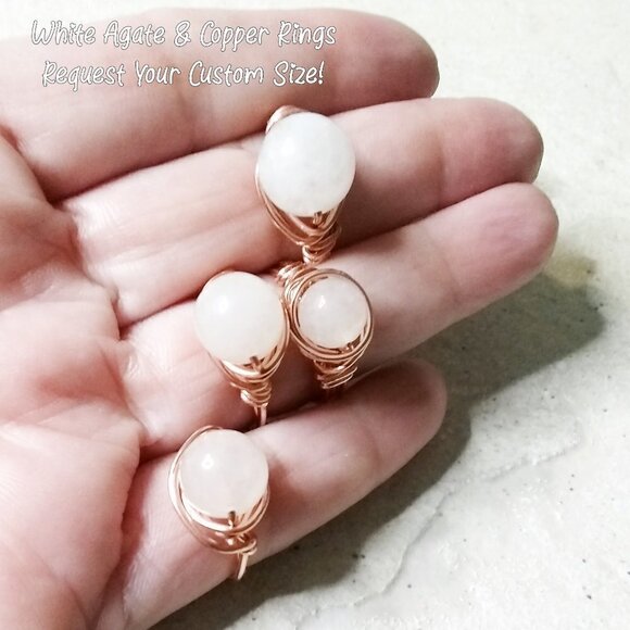 Size 7! White Agate & Copper Wire Ring! Sleek, Sexy & Feminine! - Picture 11 of 11